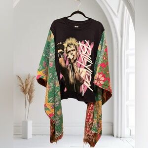 BILLY IDOL BAND T Poncho Kantha Handmade One Of a Kind Upcycled Boho
